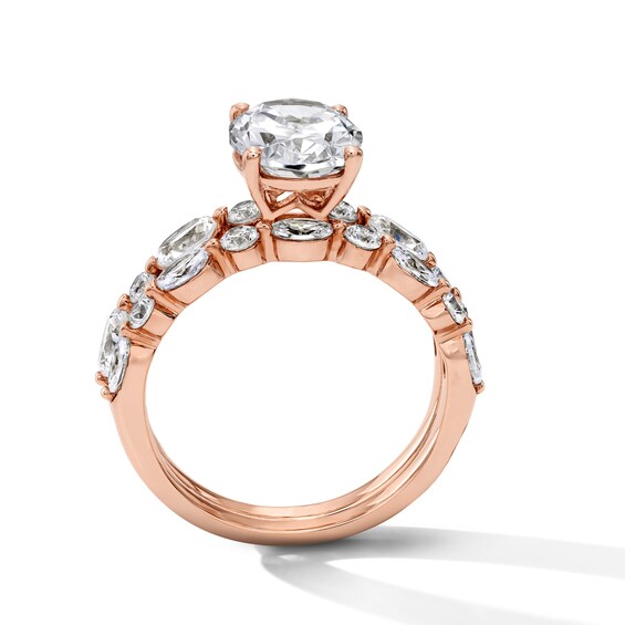 4 CT. T.w. Oval Certified Lab-Grown Diamond Bridal Set in 14K Rose Gold (F/Vs2)