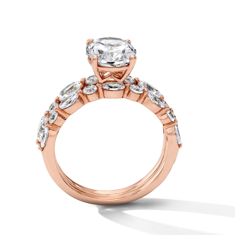 Main Image 3 of 4 CT. T.W. Oval Certified Lab-Grown Diamond Bridal Set in 14K Rose Gold (F/VS2)
