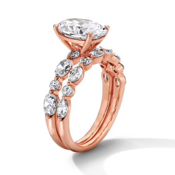 4 CT. T.w. Oval Certified Lab-Grown Diamond Bridal Set in 14K Rose Gold (F/Vs2)