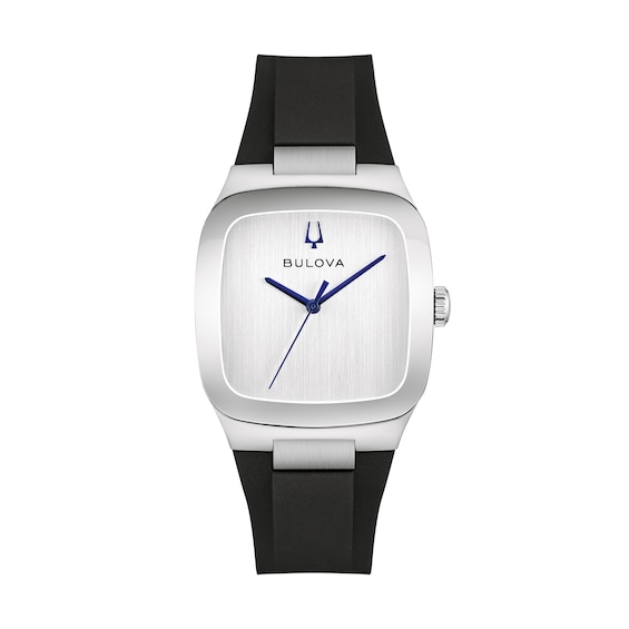 Men's Bulova Latin Grammy® Millennia Black Silicone Strap Watch with Silver-Tone Dial (Model: 96A335)