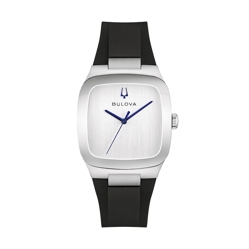 Main Image 1 of Men's Bulova Latin GRAMMY® Millennia Black Silicone Strap Watch with Silver-Tone Dial (Model: 96A335)