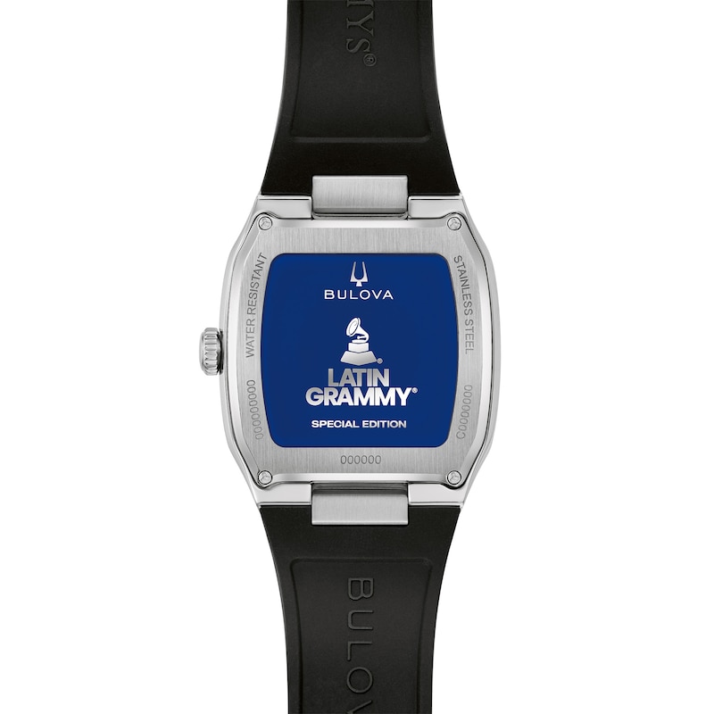 Main Image 2 of Men's Bulova Latin GRAMMY® Millennia Black Silicone Strap Watch with Silver-Tone Dial (Model: 96A335)