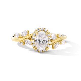 Romantic Vine 7/8 CT. T.W. Oval-Shaped Diamond Frame Engagement Ring in 14K Gold (I/I2)