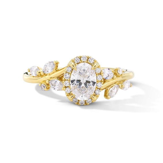 Romantic Vine 7/8 CT. T.w. Oval-Shaped Diamond Frame Engagement Ring in 14K Gold (I/I2)
