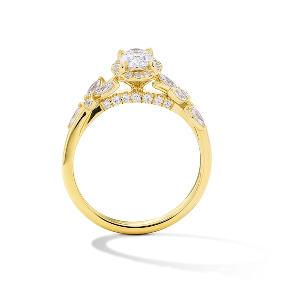 Romantic Vine 7/8 CT. T.w. Oval-Shaped Diamond Frame Engagement Ring in 14K Gold (I/I2)