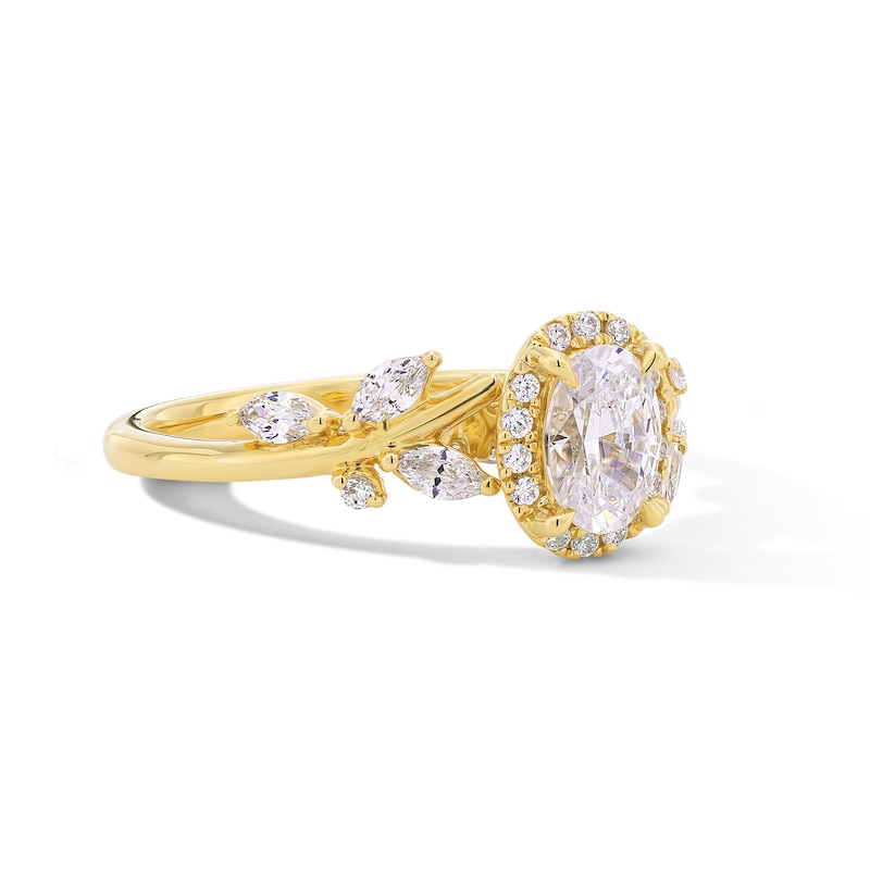 Main Image 4 of Romantic Vine 7/8 CT. T.W. Oval-Shaped Diamond Frame Engagement Ring in 14K Gold (I/I2)