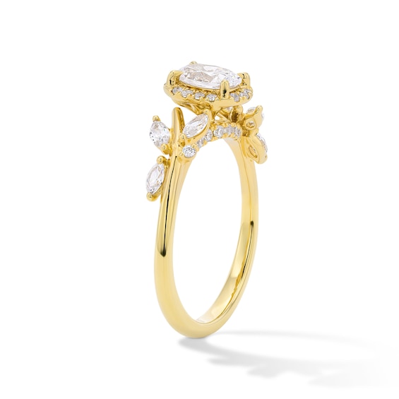 Romantic Vine 7/8 CT. T.w. Oval-Shaped Diamond Frame Engagement Ring in 14K Gold (I/I2)