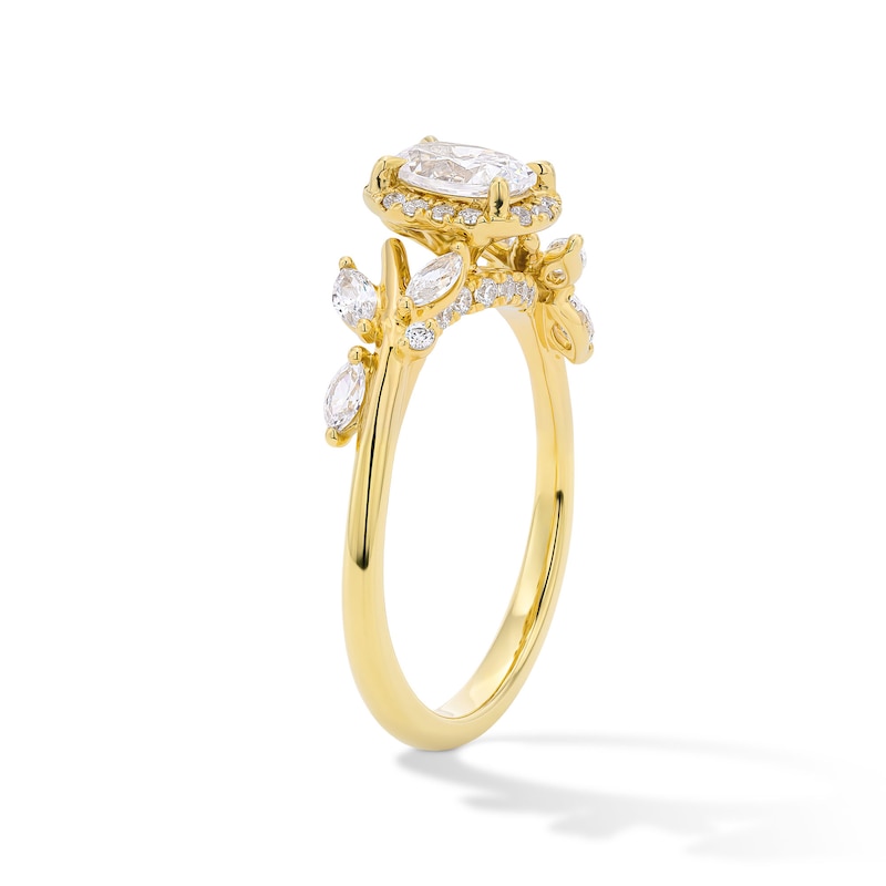 Main Image 5 of Romantic Vine 7/8 CT. T.W. Oval-Shaped Diamond Frame Engagement Ring in 14K Gold (I/I2)