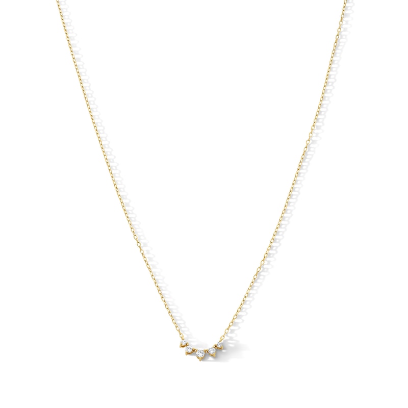 Main Image 1 of 1/8 CT. T.W. Diamond Five-Stone Smile Necklace in 10K Gold - 18"