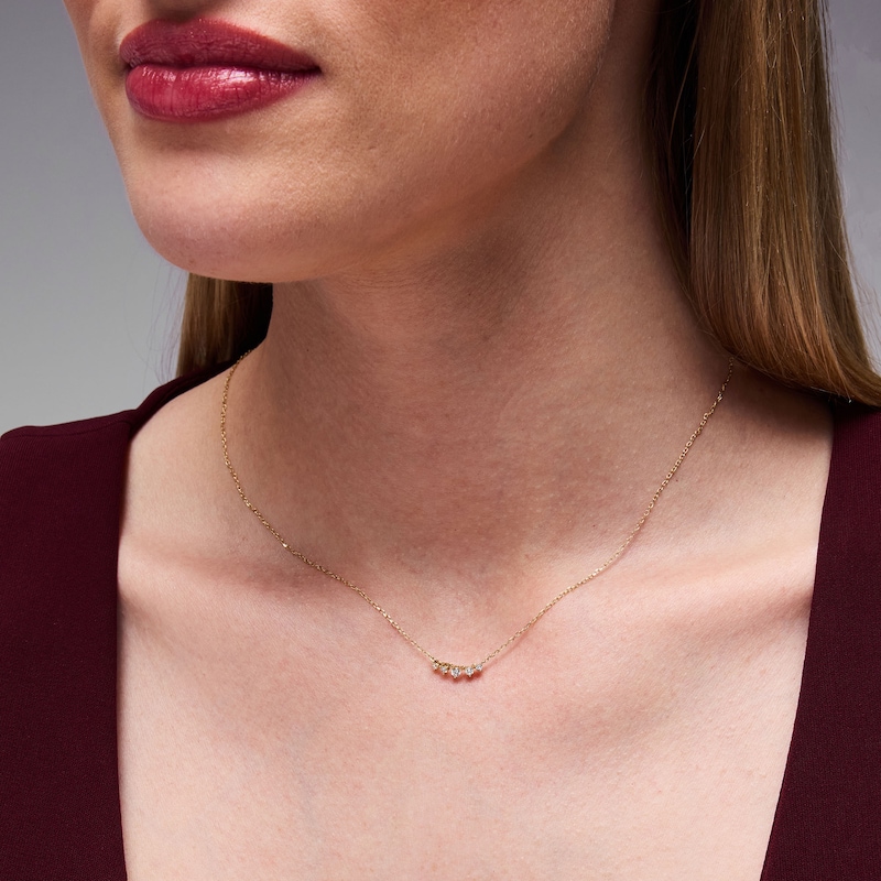 Main Image 2 of 1/8 CT. T.W. Diamond Five-Stone Smile Necklace in 10K Gold - 18"