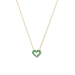 Emerald Heart Outline Necklace in 10K Gold - 19"