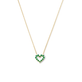 Emerald Heart Outline Necklace in 10K Gold - 19"