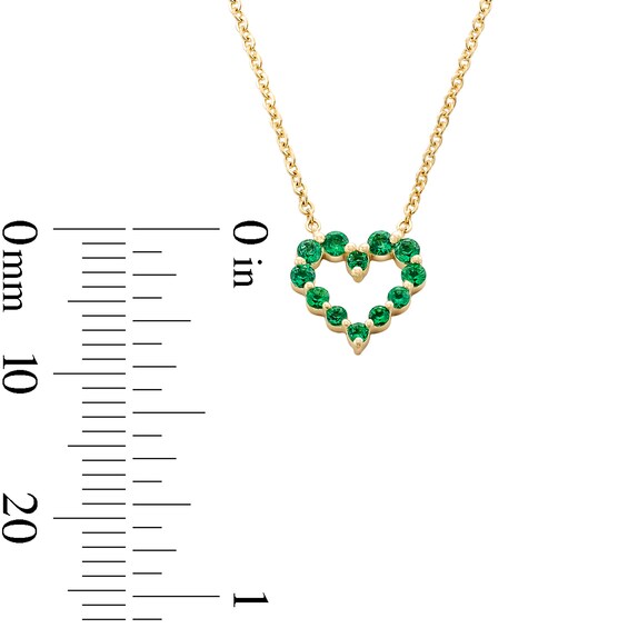 Emerald Heart Outline Necklace in 10K Gold - 19"