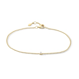 Diamond Accent Solitaire Beaded Bracelet in 10K Gold - 7.25"