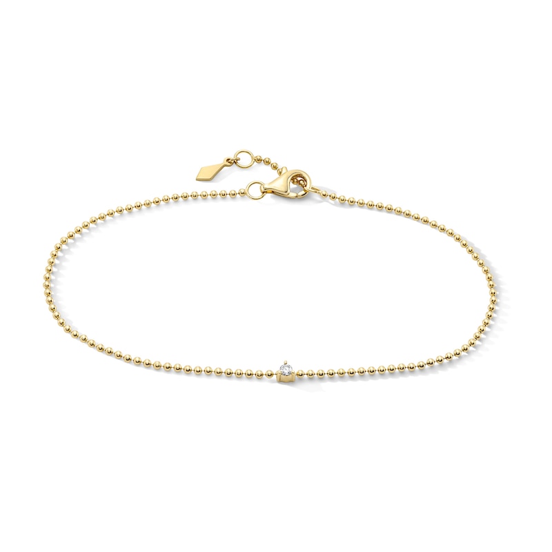 Main Image 1 of Diamond Accent Solitaire Beaded Bracelet in 10K Gold - 7.25"
