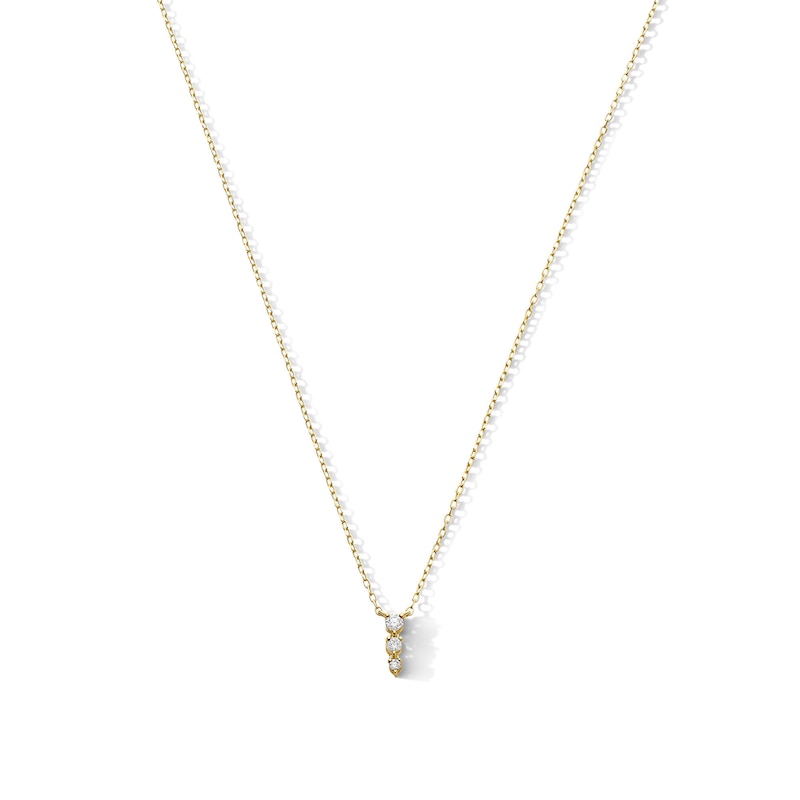 Main Image 1 of 1/10 CT. T.W. Diamond Graduated Three-Stone Necklace in 10K Gold - 18"