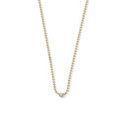 Diamond Accent Solitaire Beaded Necklace in 10K Gold - 18"