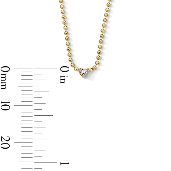 Diamond Accent Solitaire Beaded Necklace in 10K Gold - 18"