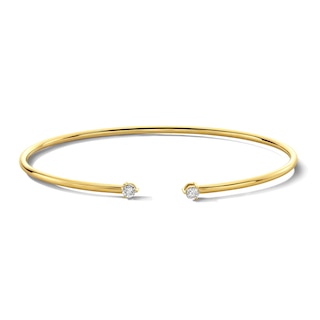 1/5 CT. T.W. Diamond Cuff Bangle Bracelet in 10K Gold - 7.0"