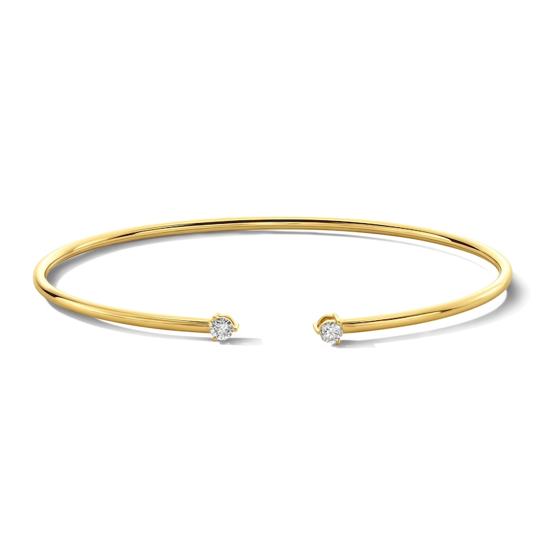 Main Image 1 of 1/5 CT. T.W. Diamond Cuff Bangle Bracelet in 10K Gold - 7.0"