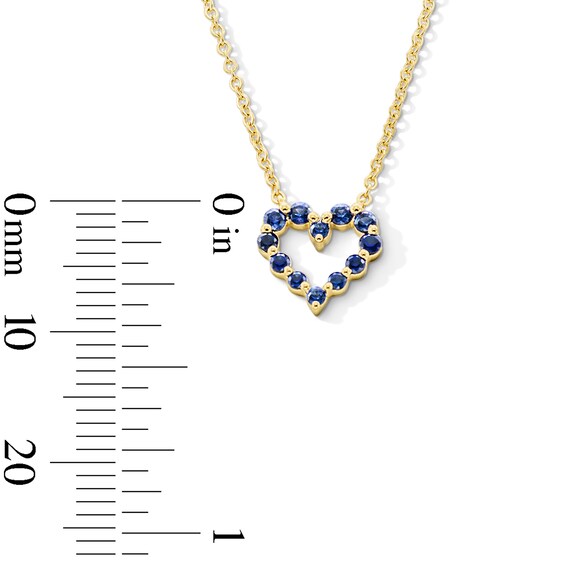 Blue Sapphire Heart Outline Necklace in 10K Gold - 19"