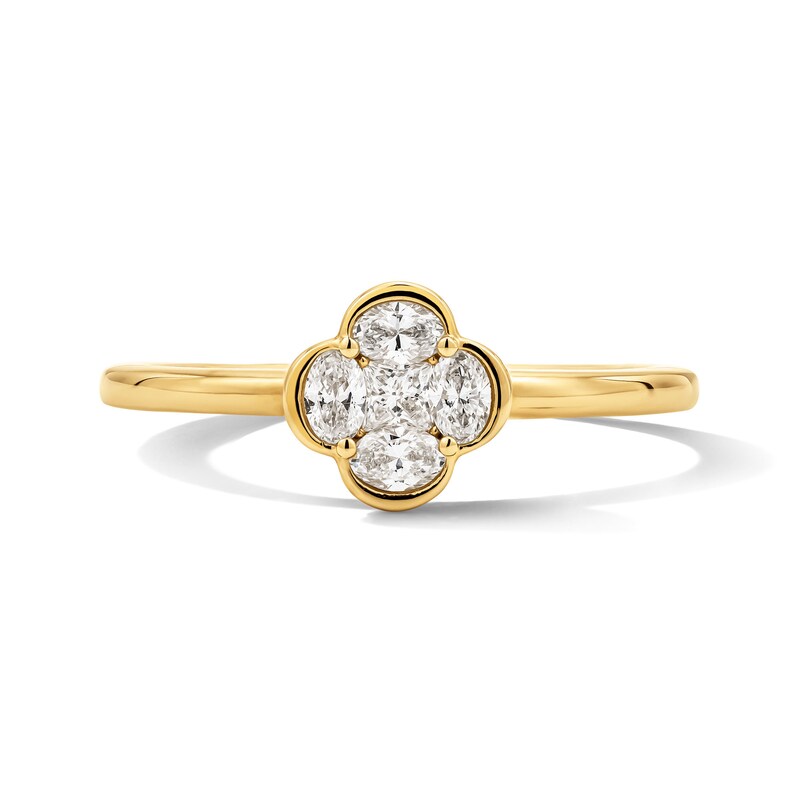 Main Image 1 of 1/4 CT. T.W. Princess-Cut and Oval Lab-Grown Diamond Ring in 10K Gold (F/VS2)