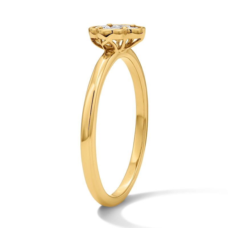Main Image 5 of 1/4 CT. T.W. Princess-Cut and Oval Lab-Grown Diamond Ring in 10K Gold (F/VS2)