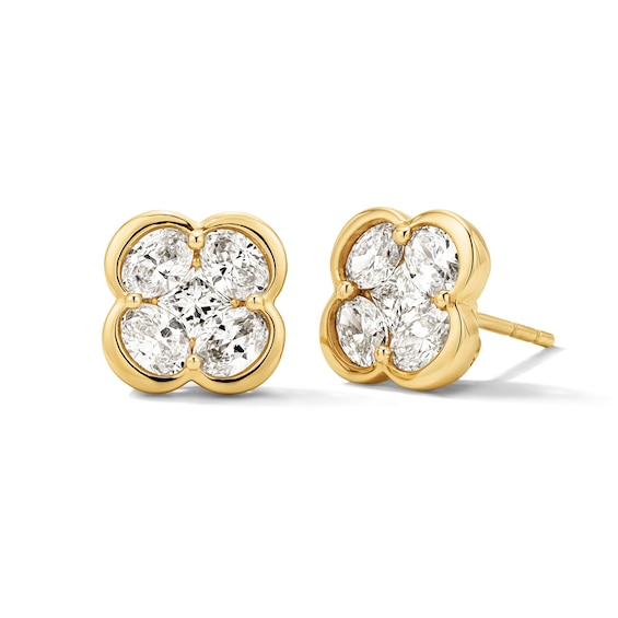 1 CT. T.w. Princess-Cut and Oval Lab-Grown Diamond Stud Earrings in 10K Gold (F/Vs2)