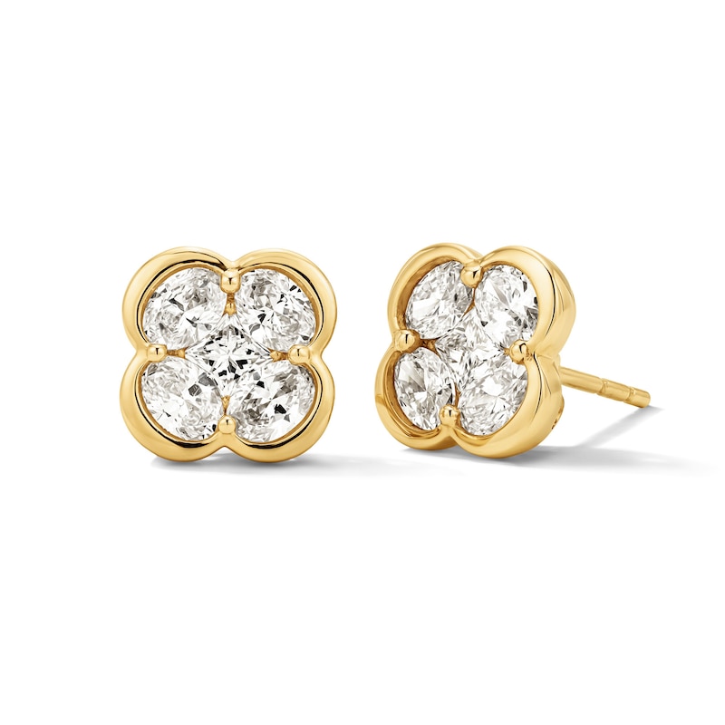 Main Image 1 of 1 CT. T.W. Princess-Cut and Oval Lab-Grown Diamond Stud Earrings in 10K Gold (F/VS2)