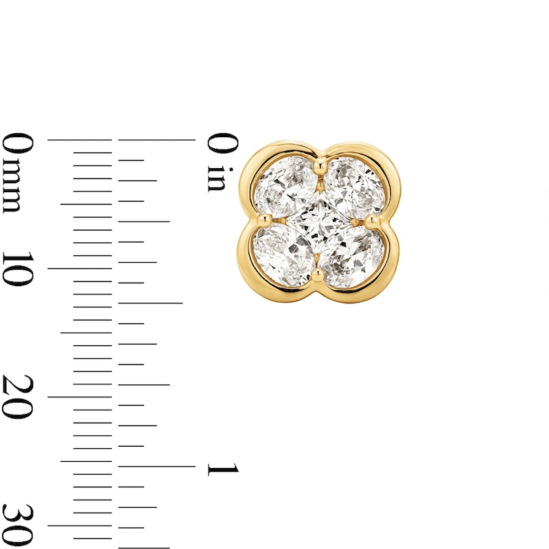 Main Image 3 of 1 CT. T.W. Princess-Cut and Oval Lab-Grown Diamond Stud Earrings in 10K Gold (F/VS2)