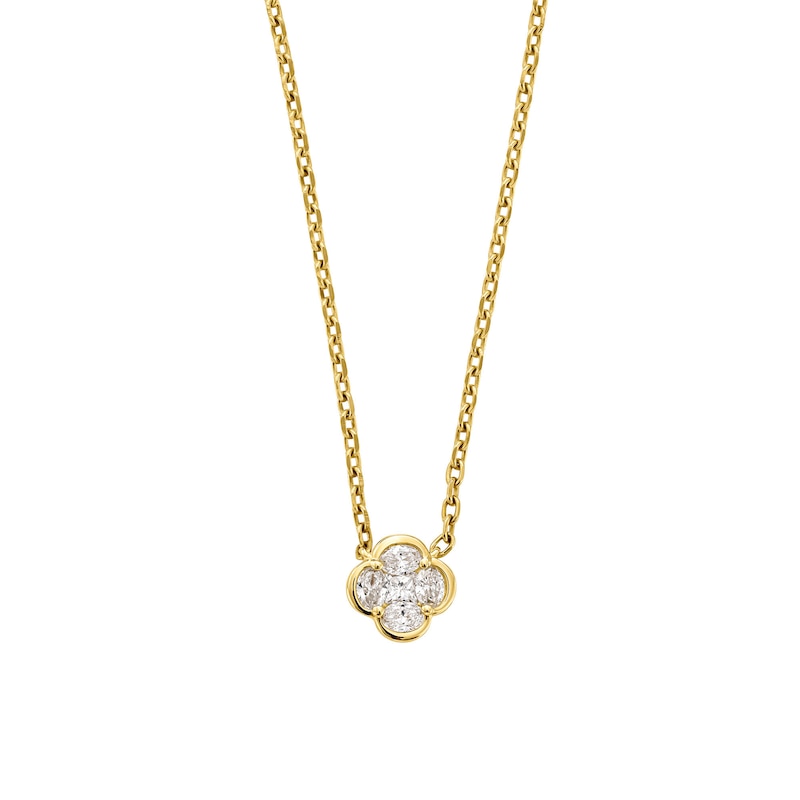 Main Image 1 of 1/4 CT. T.W. Princess-Cut and Oval Lab-Grown Diamond Necklace in 10K Gold (F/VS2) - 18"