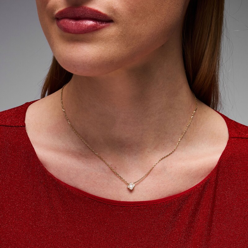 Main Image 2 of 1/4 CT. T.W. Princess-Cut and Oval Lab-Grown Diamond Necklace in 10K Gold (F/VS2) - 18"