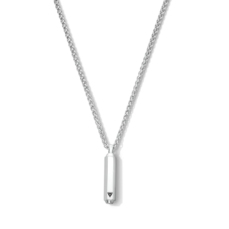 Main Image 1 of 3.0mm Black Diamond Accent Hexagonal Column Pendant in Sterling Silver - 22.5"