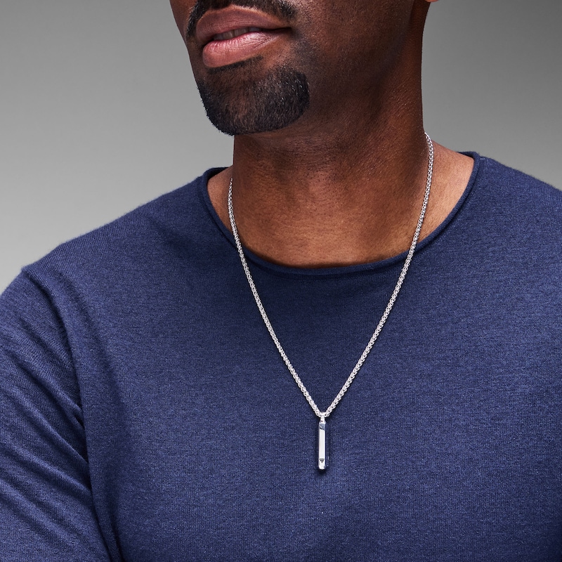 Main Image 2 of 3.0mm Black Diamond Accent Hexagonal Column Pendant in Sterling Silver - 22.5"