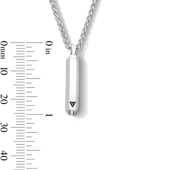 3.0mm Black Diamond Accent Hexagonal Column Pendant in Sterling Silver - 22.5"