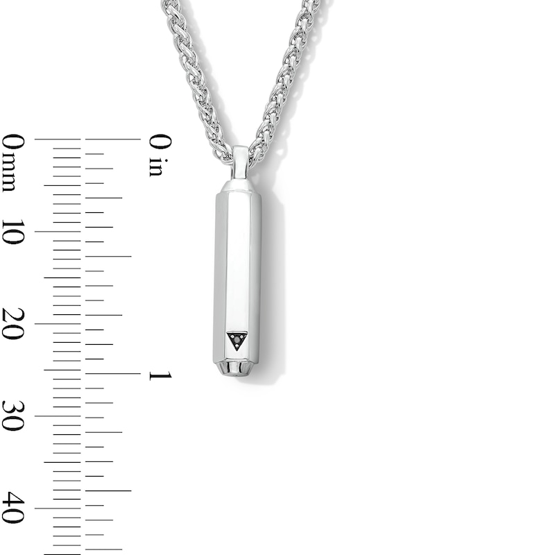 Main Image 3 of 3.0mm Black Diamond Accent Hexagonal Column Pendant in Sterling Silver - 22.5"
