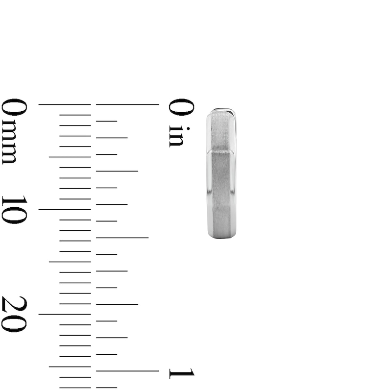 Main Image 3 of Black Diamond Accent Brushed Hoop Earrings in Sterling Silver