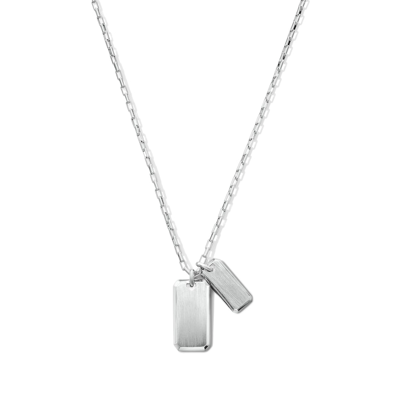 Main Image 1 of 2.15mm Double Dog Tag Necklace in Sterling Silver  - 24.5"