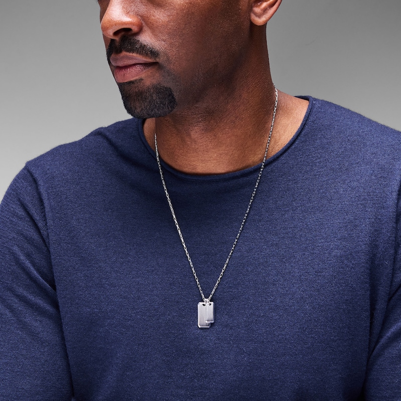 Main Image 2 of 2.15mm Double Dog Tag Necklace in Sterling Silver  - 24.5"