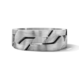 Matte Figaro Link Ring in Sterling Silver