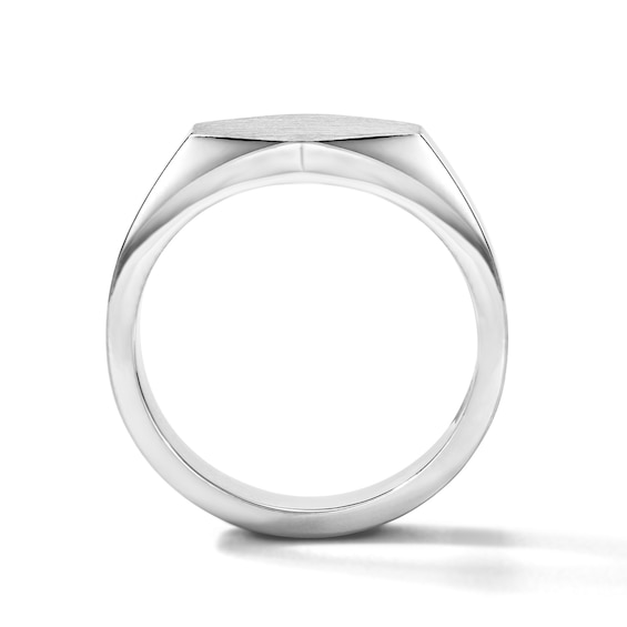 Black Diamond Accent Hexagon Signet Ring in Sterling Silver