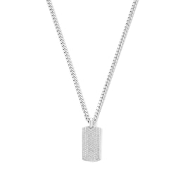 1-5/8 CT. T.W. Lab-Grown Diamond Dog Tag Curb Chain Necklace in Sterling Silver (F/VS2) - 22"