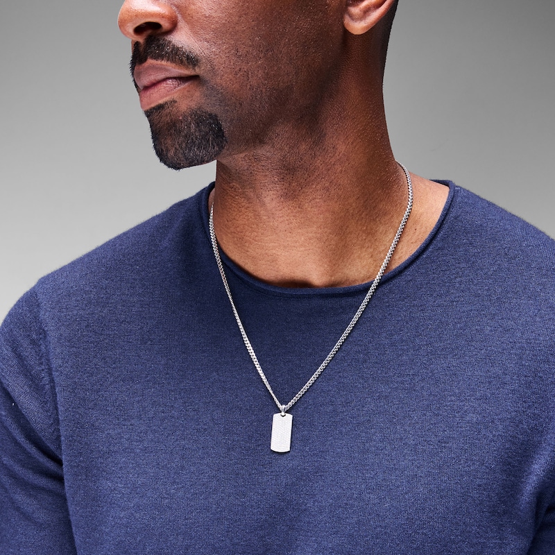 Main Image 2 of 1-5/8 CT. T.W. Lab-Grown Diamond Dog Tag Curb Chain Necklace in Sterling Silver (F/VS2) - 22"