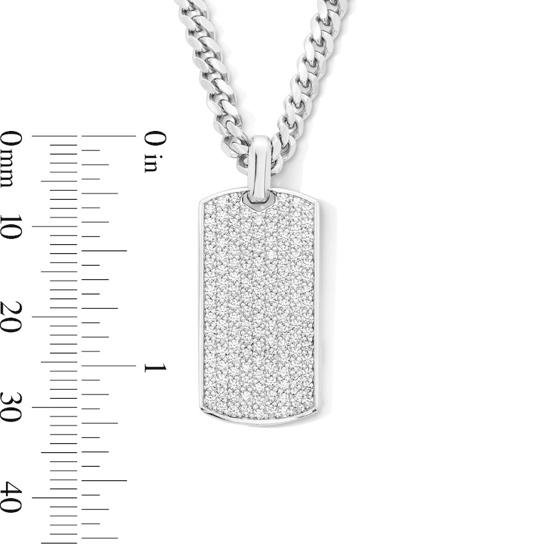 Main Image 3 of 1-5/8 CT. T.W. Lab-Grown Diamond Dog Tag Curb Chain Necklace in Sterling Silver (F/VS2) - 22"