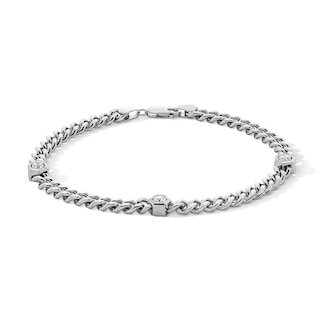 1/2 CT. T.W. Lab-Grown Diamond Station Curb Chain Bracelet in Sterling Silver (F/VS2) - 8.0″