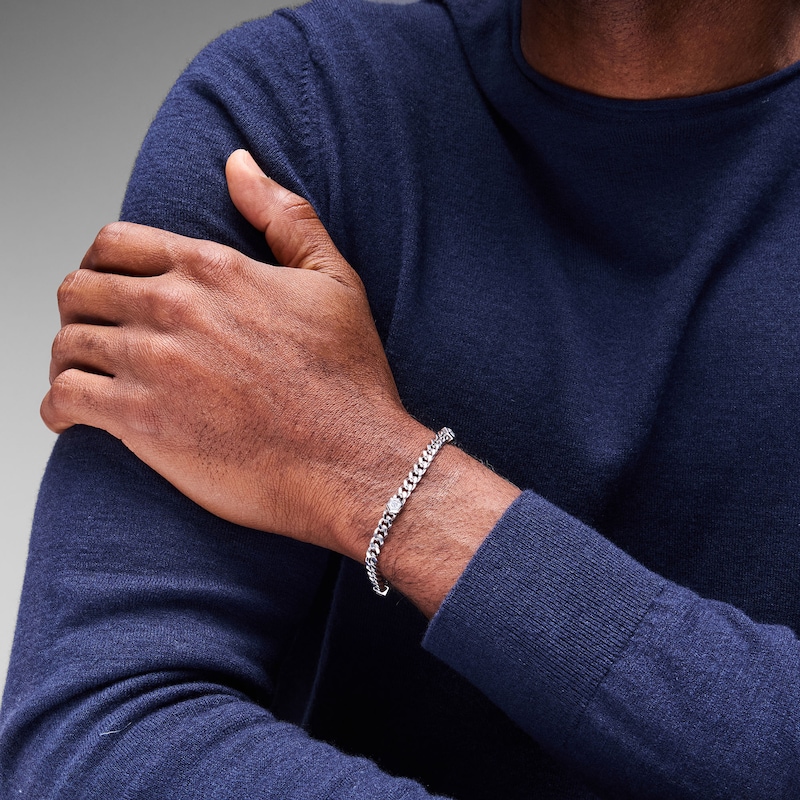 Main Image 2 of 1/2 CT. T.W. Lab-Grown Diamond Station Curb Chain Bracelet in Sterling Silver (F/VS2) - 8.0″