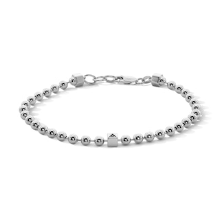 4.0mm Bead Chain Bracelet with Black Diamond Accent in Sterling Silver - 8.5"