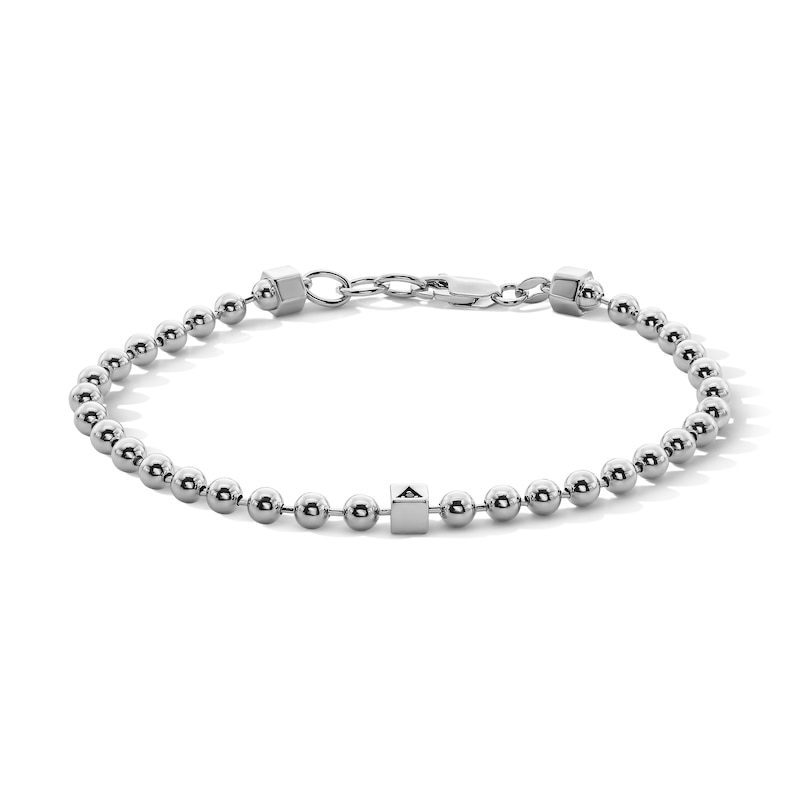 Main Image 1 of 4.0mm Bead Chain Bracelet with Black Diamond Accent in Sterling Silver - 8.5"