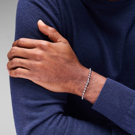 4.0mm Bead Chain Bracelet with Black Diamond Accent in Sterling Silver - 8.5"