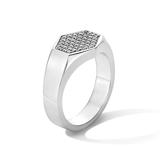 1/2 CT. T.w. Lab-Grown Diamond Hexagon Signet Ring in Sterling Silver (F/Vs2)